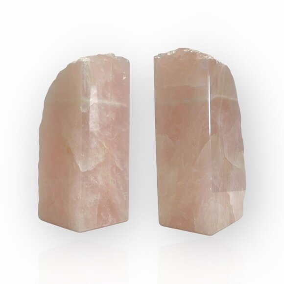 Rose Quartz Bookends Natural Stone Characteristics Pink Crystal Home Decor (AR) - Picture 3 of 16